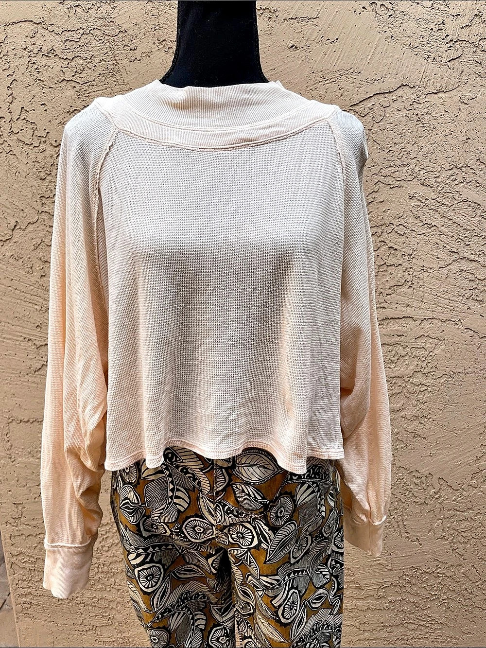 We The Free Long Sleeve Textured Top in Pink Size Medium